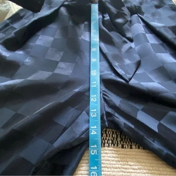 Urban Outfitters Blue Checkered Satin High Waisted Wide Leg Pants 0 - Picture 12 of 16